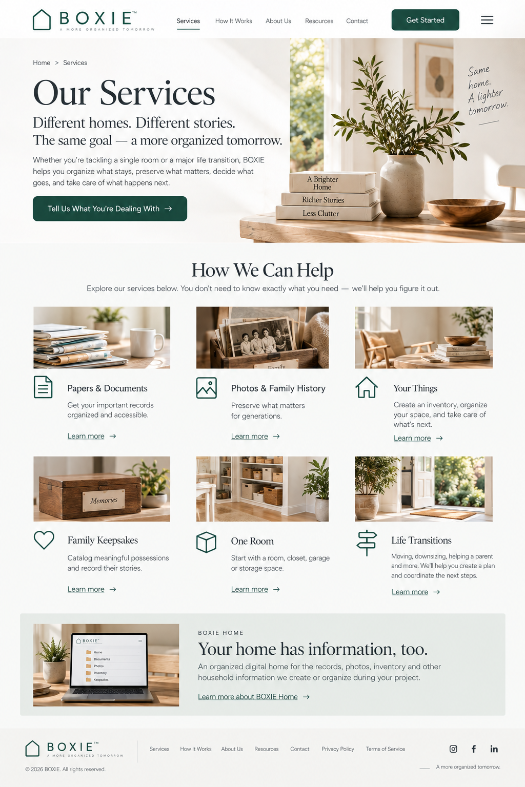Organized home and moving boxes